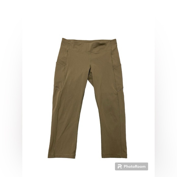 Lululemon crop leggings olive green size 10 - Picture 2 of 5